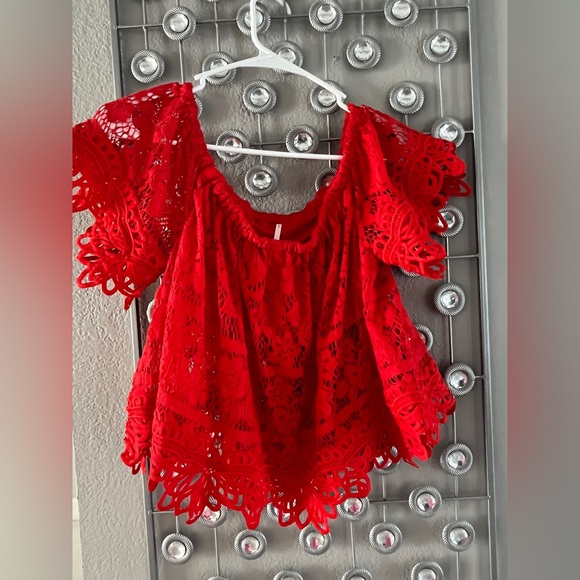 Free people Sweet Dreams Top size S bright red color - Picture 5 of 12
